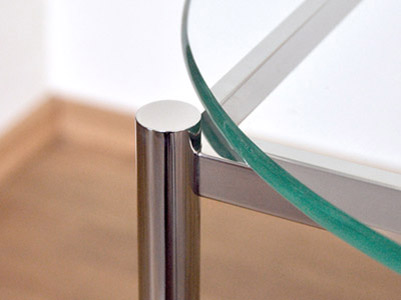 Stůl z nerez oceli se skleněnou deskou